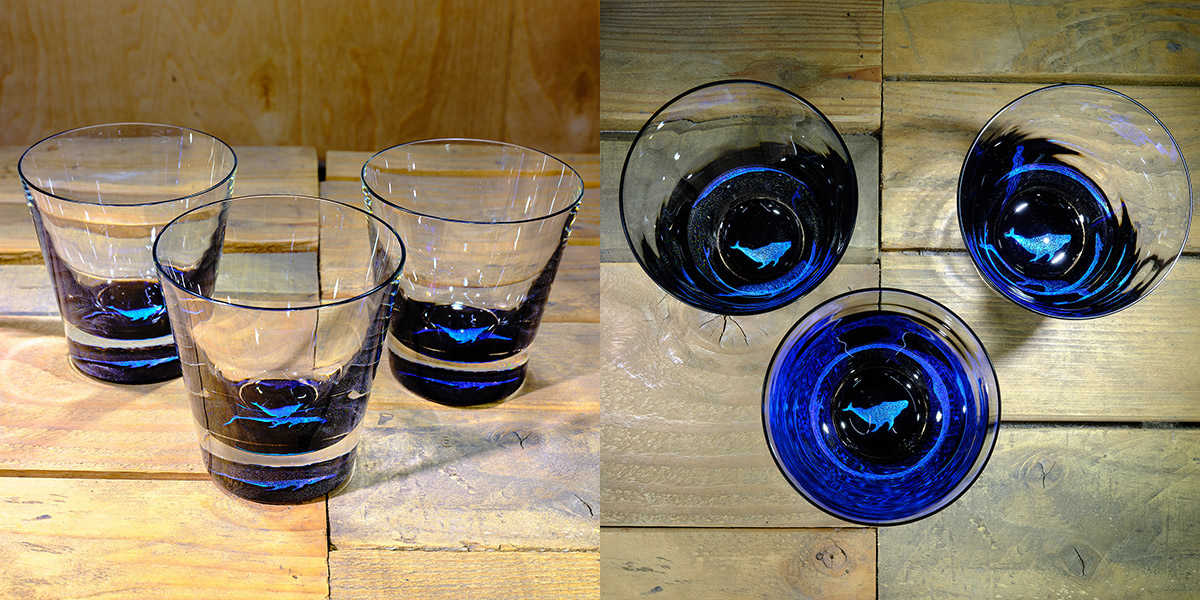 Whale Rocks Glass in Ocean Blue/Seafoam Green – $120 Each