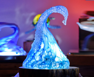 Blown Wave with LED Light Base 14 in wide x 16 in tall - Feature Image