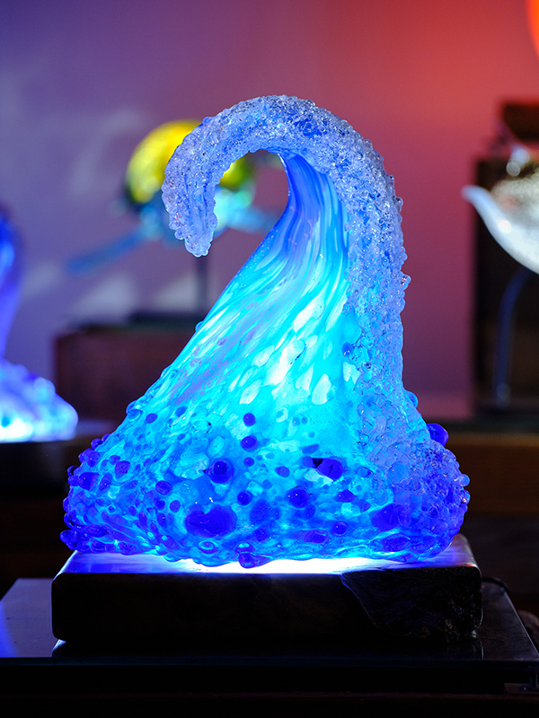 Blown Wave with LED Light Base 16 in Wide by 15 in Tall