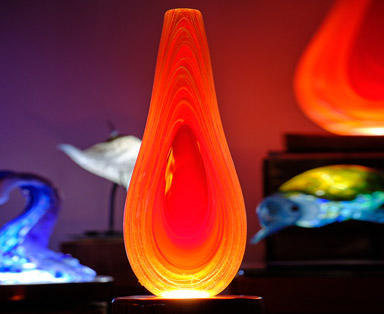 Tropical Rain Vessel in Lava Colors with LED Light Base - Feture Image