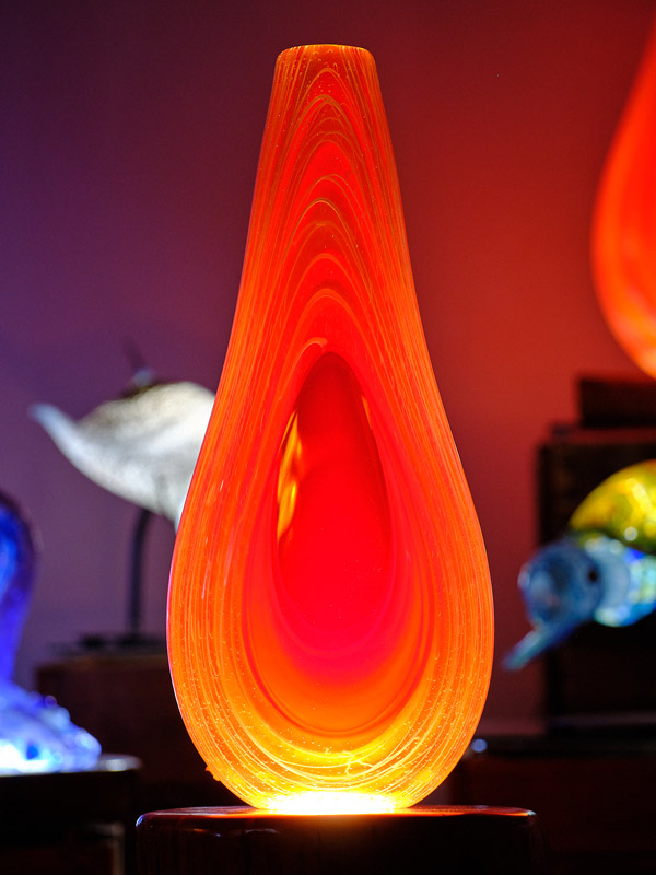 Tropical Rain Vessel in Lava Colors with LED Light Base