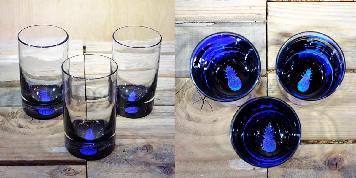 Pineapple Water Glass in Ocean Blue/Seafoam Green – $120 Each