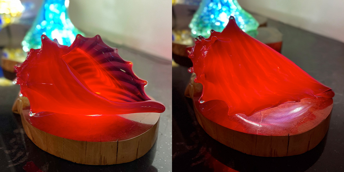 <p>Red Sea Shell<br>Dim: 6.5” tall x 10” wide x 6.5” depth<br> Retail Price: $2,650.00<br>These are one-of-a-kind pieces. Pictured is the actual art you’ll receive</p>
